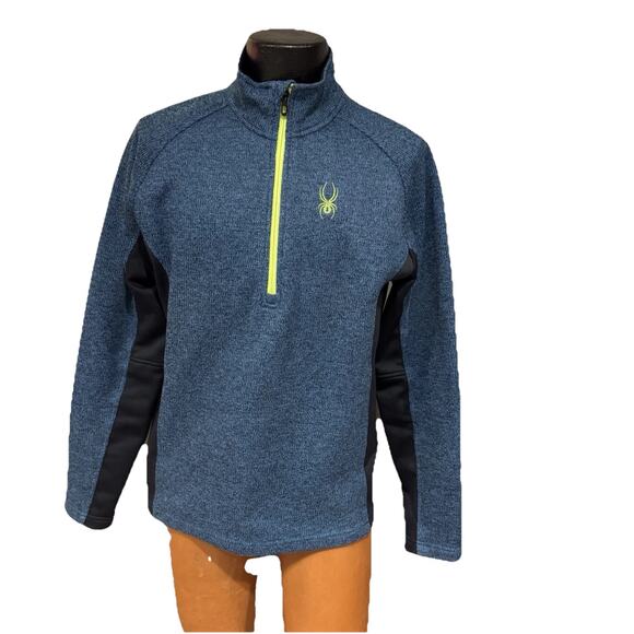 Spider Men’s Outboard 1/2 Zip Fleece Jacket Blue And Green Medium New - Picture 1 of 7